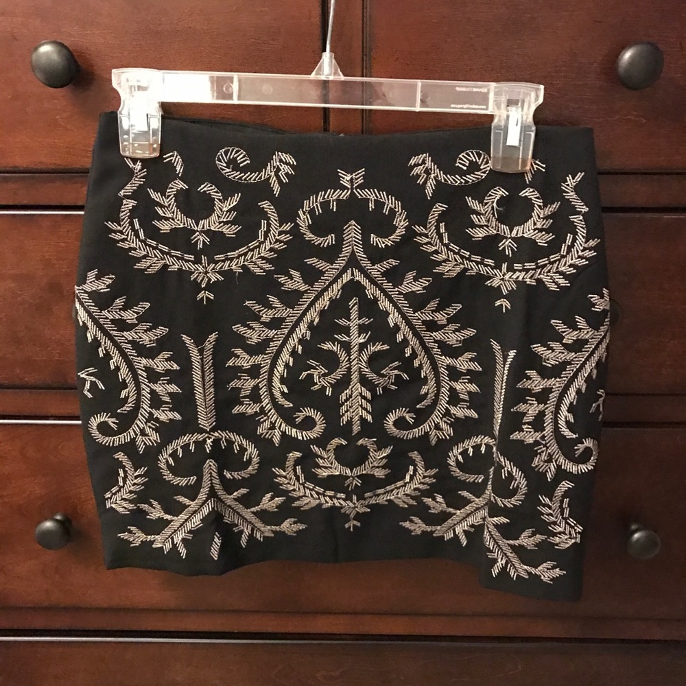 Black and Gold Embroidered Skirt